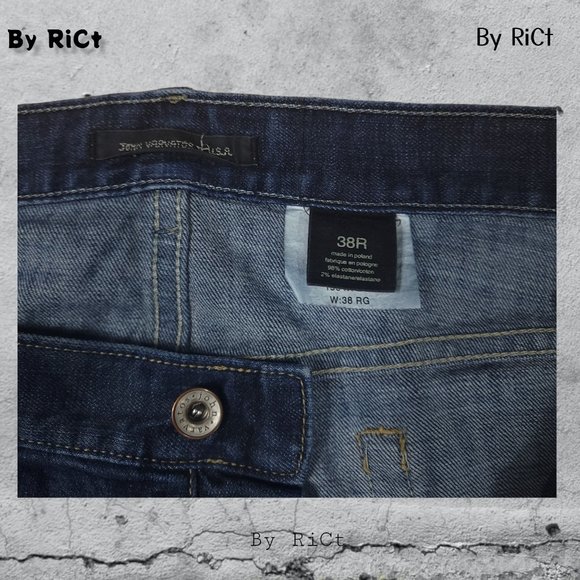 John Varvatos Men Jeans Size 38x33 Relaxed Straight Blue Denim Mid Rise Buttons - Picture 5 of 11